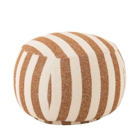 Puf BENTO w pasy karmel/złamana biel 62x62x45 cm