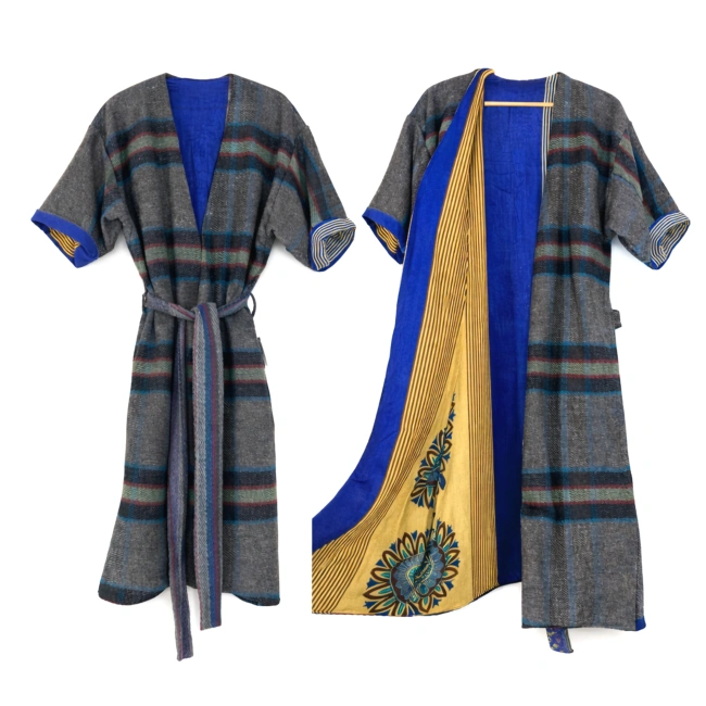 Wełniane kimono Rieti z recyklingu wełna jedwab Bloomingville