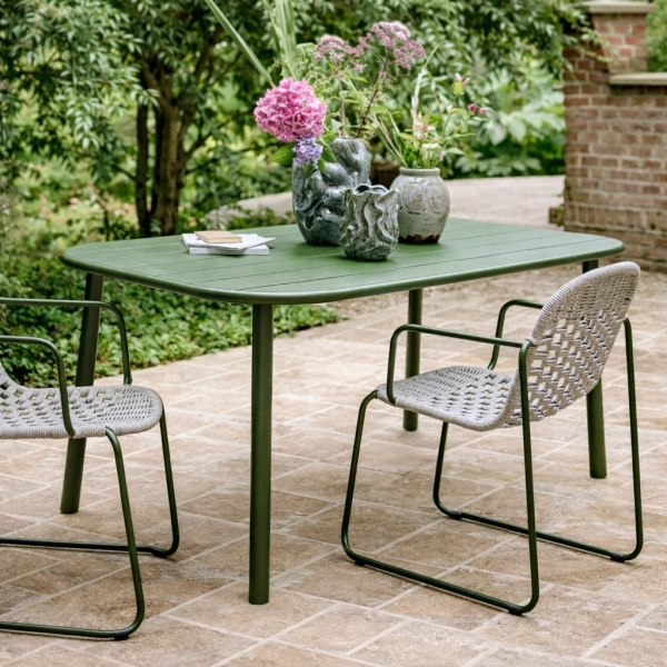 Stół ogrodowy CALANA metalowy zielony 160x90x75 cm