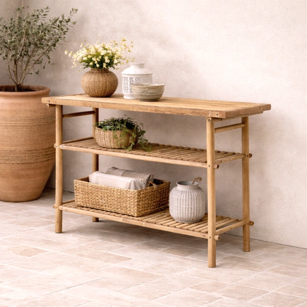 Konsola ogrodowa Sole bambus stolik 100x40xH85 cm