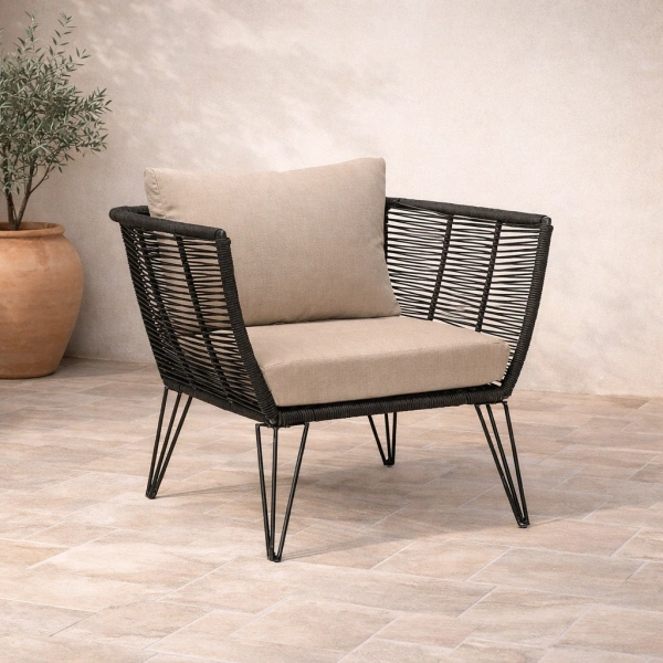 Fotel ogrodowy MUNDO czarny 87x72x74 cm